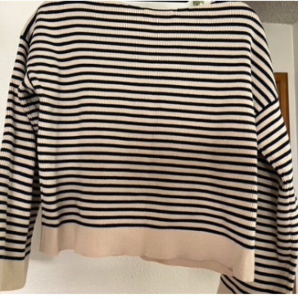 Sezane Daisy Jumper - Natural / Navy - Organic Cotton - Picture 3 of 5